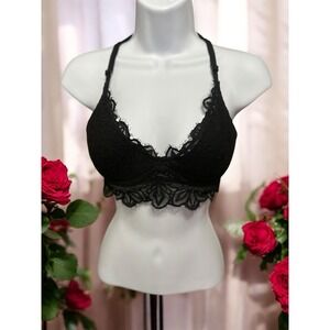 Victoria Secret PINK Size Small Underwire Lace Lightly Lined Bralette T-Back BLK